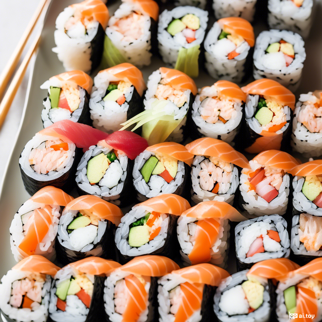 A plate of sushi rolls