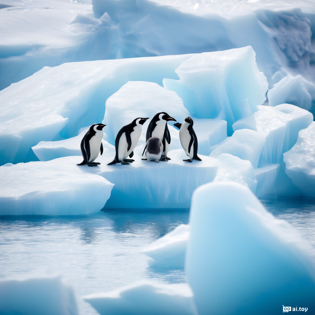 A group of penguins on an iceberg