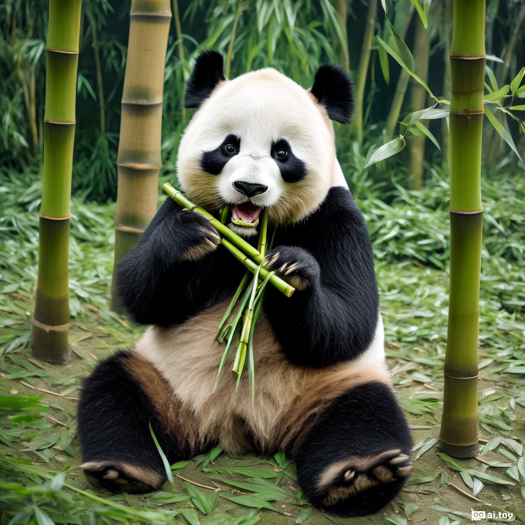 A panda eating bamboo