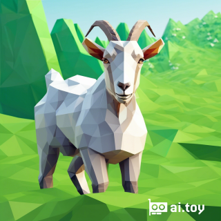 low-poly style a goat in a green field. low-poly game art, polygon mesh, jagged, blocky, wireframe edges, centered composition