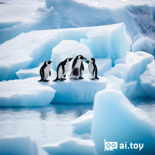 A group of penguins on an iceberg