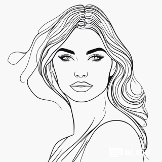 line art drawing of a beautiful woman face. professional, sleek, modern, minimalist, graphic, line art, vector graphics