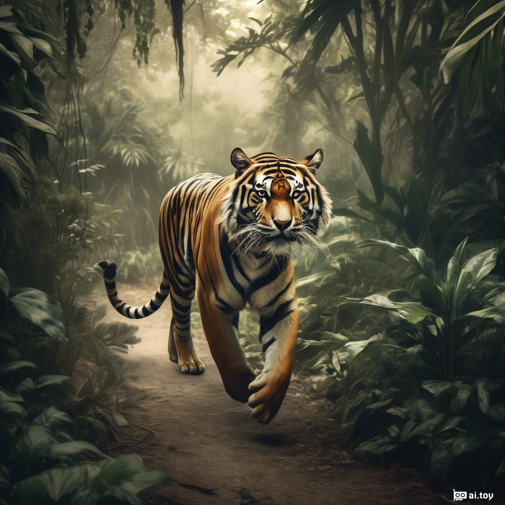 A tiger walking in the jungle